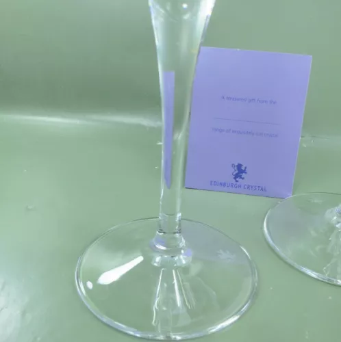 edinburgh orrin crystal wine goblet, a pair, in original box. unused old stock image 5