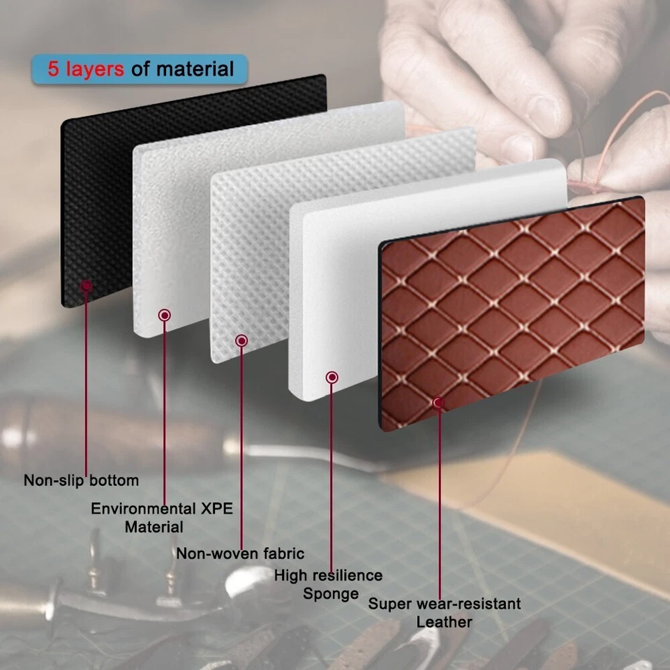 For Audi A6 2007-2018 Anti-Slip Brown Leather Car Floor Mats - Imagem 3 de 4