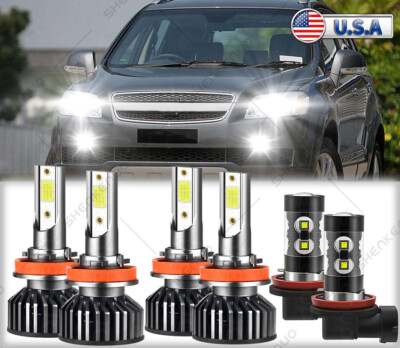 For GMC Acadia 2007-2012 6X LED Headlight High&Low + Fog Light Bulbs Combo