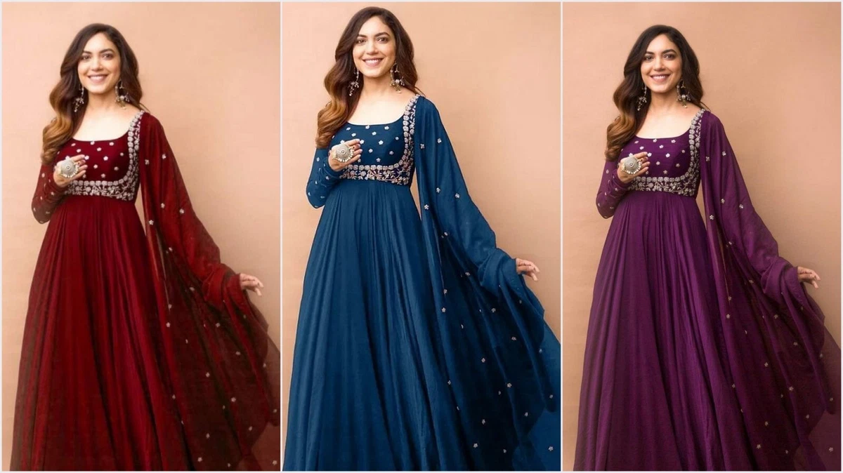 Georgette Solid Beautiful & elegant evening gown with dupatta, MERGINTA at  Rs 899 in New Delhi