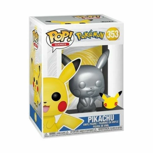 💎 FUNKO POKEMON PIKACHU # 353 SILVER METALLIC 25TH ANNIVERSARY VINYL FIGURE 💎
