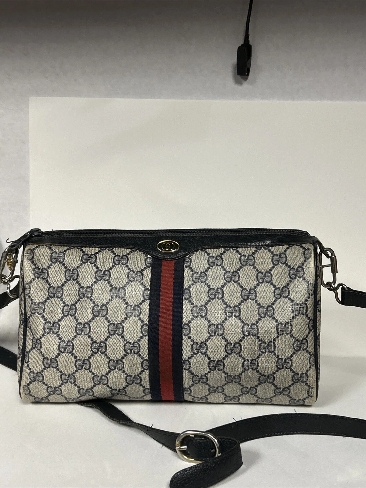 Authentique sac bandoulière toile monogramme marine GUCCI Ophidia V fabriqué tôt
