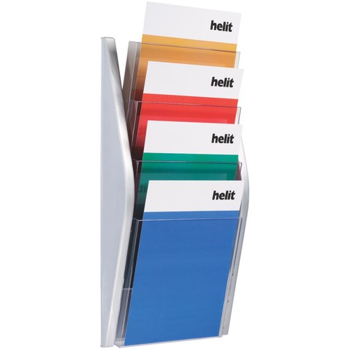 helit Wandprospekthalter the arc silber DIN A5 4 Fächer >> büroshop24