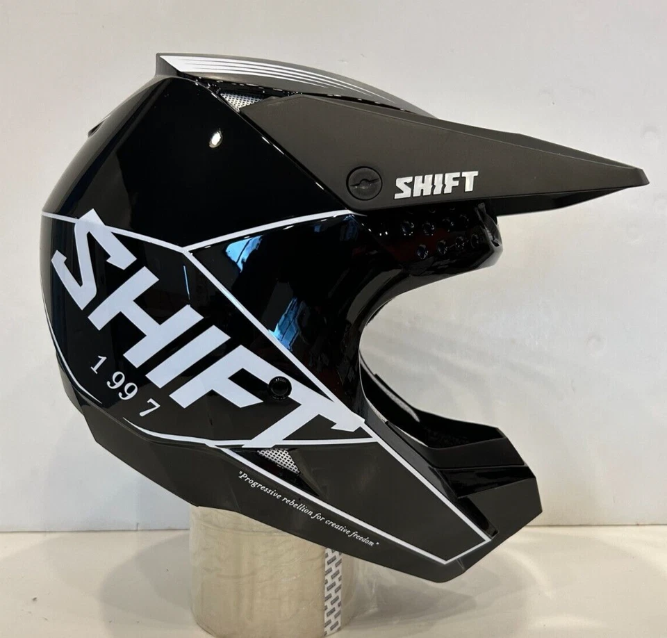 Casco Open Box Shift Youth Etiqueta Blanca Bliss Dirt Bike Negro/Blanco Juvenil Pequeño Foto 2 de 4