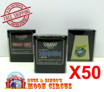 50x COLECOVISION GAME CARTRIDGE - CLEAR PLASTIC PROTECTIVE BOX PROTECTOR SLEEVE