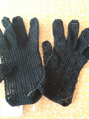 vintage gant crochet FIL noir #old glove