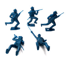 Vintage MPC TimMee Cavalry Blue Plastic Soldiers Lot 5 Revolutionary Civil War