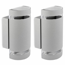 Wandleuchte Außen Up & Down IP44 LED GU10 5W warmweiß 230V silber grau halbrund
