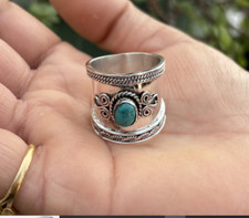 Turquoise Ring, Sterling Silver, Boho Ring, Blue Turquoise Stone Ring,