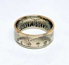 "Sealed" 1972 US JFK KENNEDY  HALF DOLLAR coin ring sizes 8-15