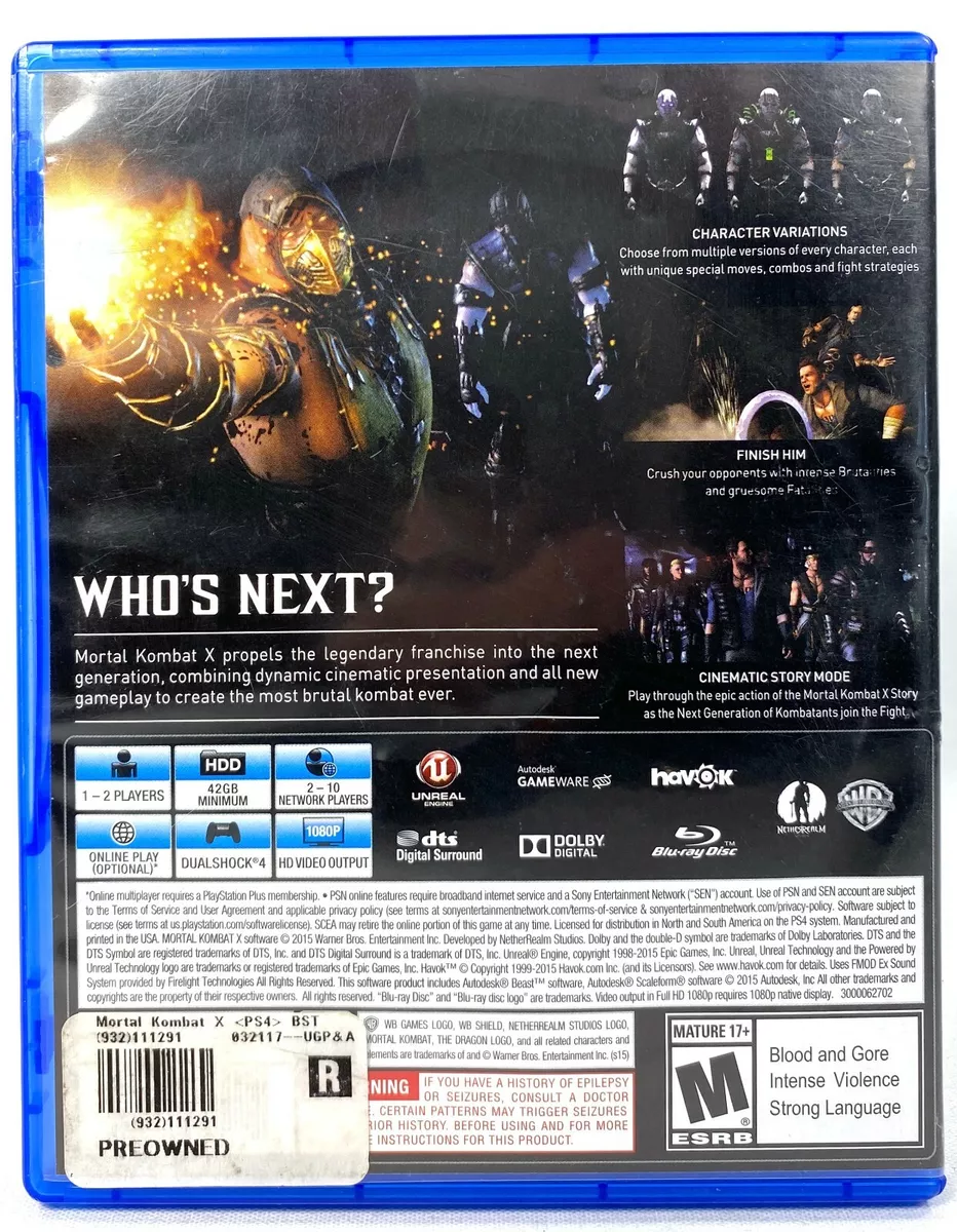 Mortal Kombat X - PlayStation 4 Brand New PS4 Games Arcade Fighting Video  Game 883929425112 