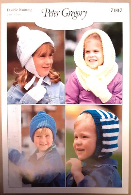 Neu Original Peter Gregory DK Kinder Mützen & Handschuhe Strickmuster 7107