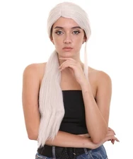 White Long Straight Celebrity Wig Cosplay Ariana Grande Halloween Party HW-3674