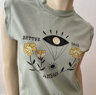 Girl Dangerous Free People Moto Tee T-shirt Small Better Daze Sage Green