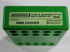 78648 REDDING 3-DIE TYPE-S BUSHING DIE SET - 6MM DASHER - NEW - FREE SHIP!