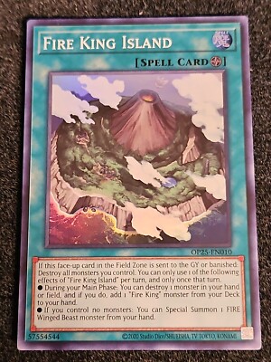 Fire King Island Super Rare OP25-EN010 Yugioh NM yugioh Free Shipping