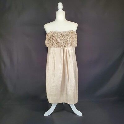 NEW! Alexia Admor Strapless Cocktail Formal Dress Ruffle Bust Gold Shimmer Small
