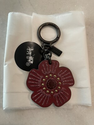 COACH Tea Rose Charm in Pewter Cherry Red Glitter NWT! | eBay