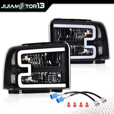 LED DRL Headlights w/ Harness Fit For 05-07 Ford F250 F350 F450 F550 Super Duty