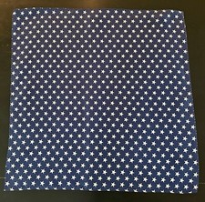 Navy Blue White Stars 100 Silk pocket square 13" x 13"Hand rolled Made in China