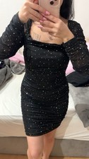 Glitzer Abend Kleid Schwarz Größe S Damen