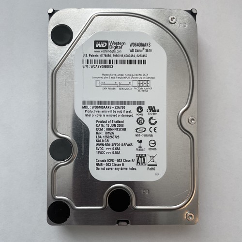 Western Digital Caviar 640GB Internal 7200 RPM 3.5” SATA Hard Drive, WD6400AAKS
