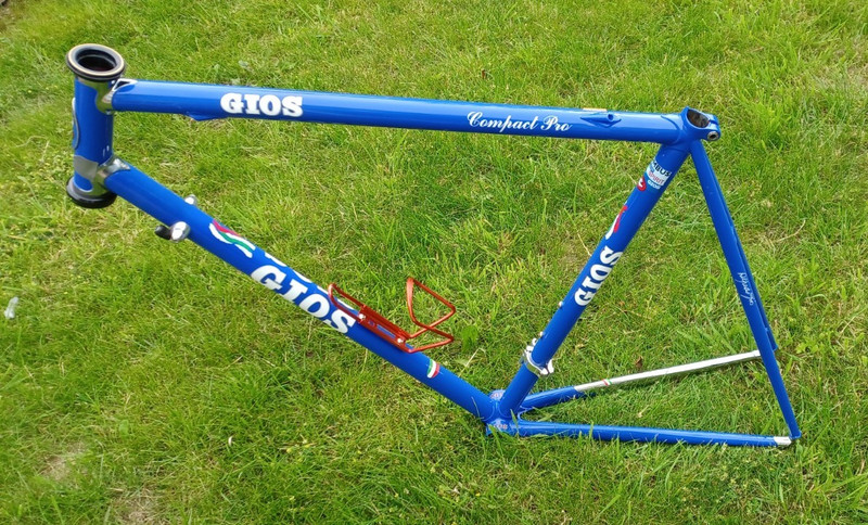 GIOS Compact Pro Road Bike Frame. Columbus Spirit Steel, Blue 55 cm