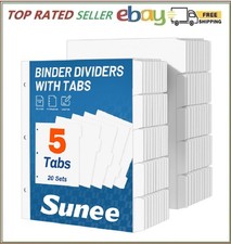 Binder Dividers with Tabs 8.5 x 11 20 Sets 100 Total Page Dividers