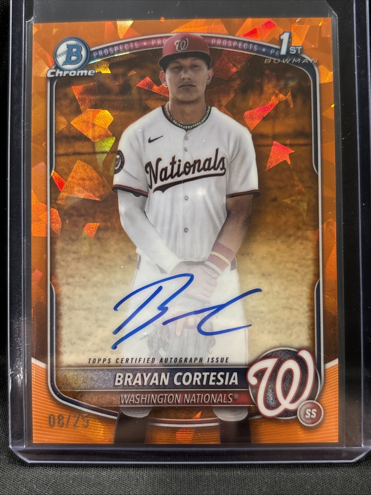 2025 Bowman Chrome Sapphire Brayan Cortesia Orange Refractor Auto #08/25