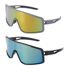 2pcs Sport Sunglasses Cycling Sun Glasses Colorful Red  Colorful Gold