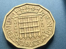 1963 Elizabeth II British Threepenny