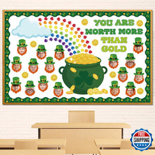 79Pcs St. Patrick  s Day Bulletin Board Set Classroom Door Decorations Shamrocks