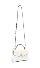RALPH LAUREN Farrah Small Leather Top-Handle/Crossbody Satchel White 295