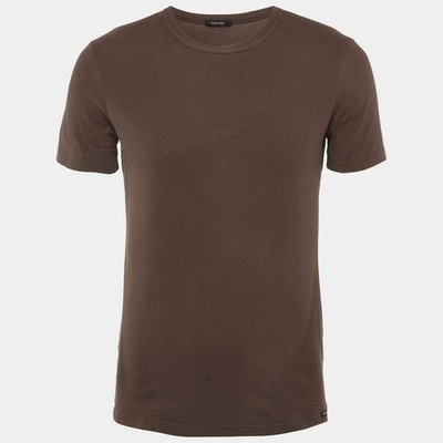 Tom Ford braunes Baumwollstrick Rundhals TShirt M