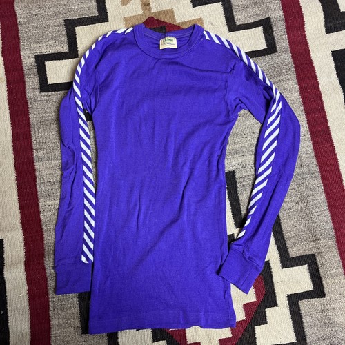 Camicia vintage LL Bean Helly Hansen strato base termica piccola elasticizzata blu anni 80 righe - Foto 1 di 6