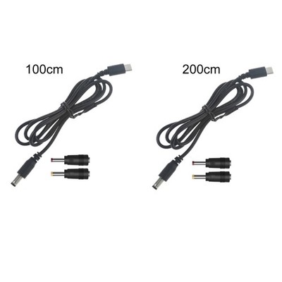 Type-C to DC5521 Power Cable Cord with 3.5x1.35mm 4.0x1.7mm Adapter for Routers