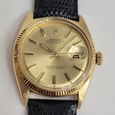 Rolex Oyster Ref 6605 Datejust 18k Gold 36mm Mens Date 1960s Automatic RA701B