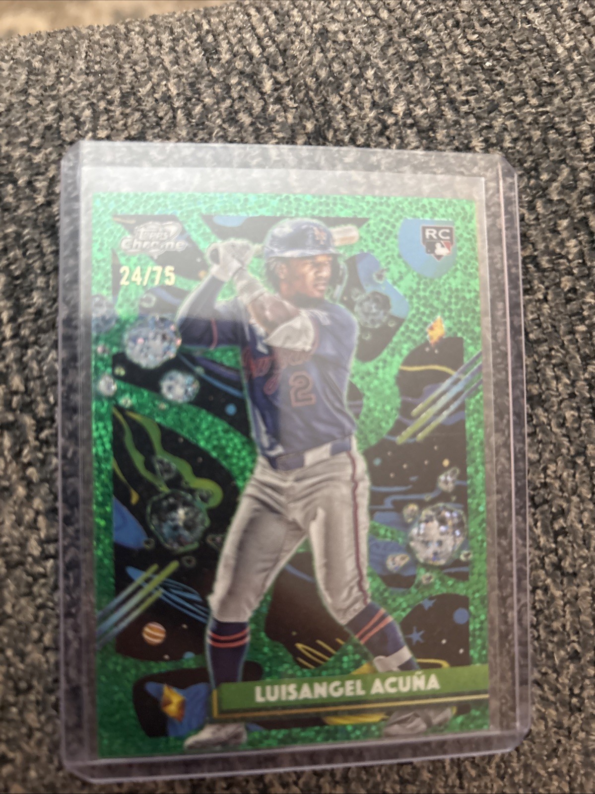 2025 Topps Cosmic Chrome - Luisangel Acuna #24 (RC) Green Space Dust /75