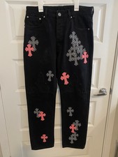 Lotto jeans denim incrociati cuori cromati a scacchi