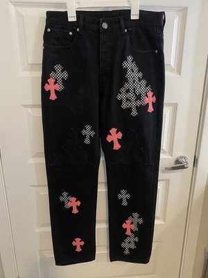Chrome Hearts Checkered Lot Cross Denim Jeans