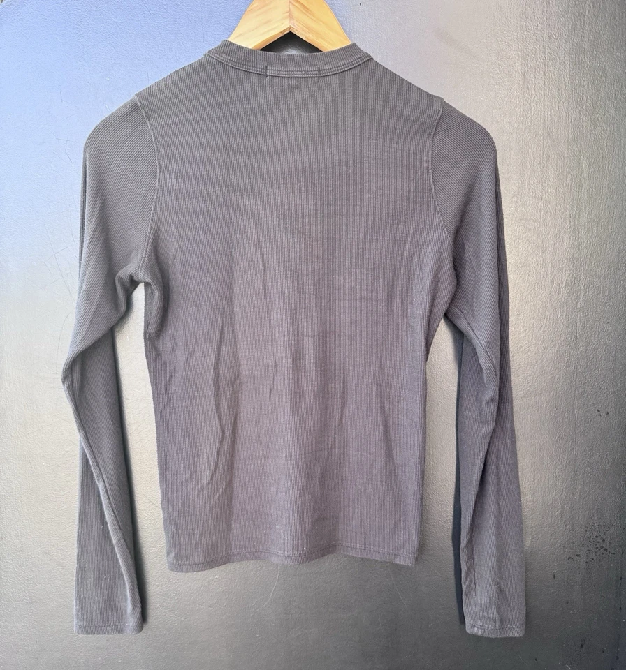 Camisa Joah Marrón Negra Cuello Redondo Acanalada Manga Larga Talla M/L Foto 2 de 4