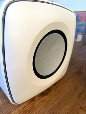 KEF KC62 Powered Subwoofer, White, Wired, Stereo L/R RCA Inputs