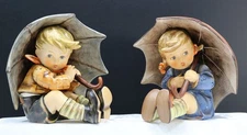 Goebel M.I. Hummel figurines "Umbrella Boy & Girl" 152/0A, 0B TMK6 Germany