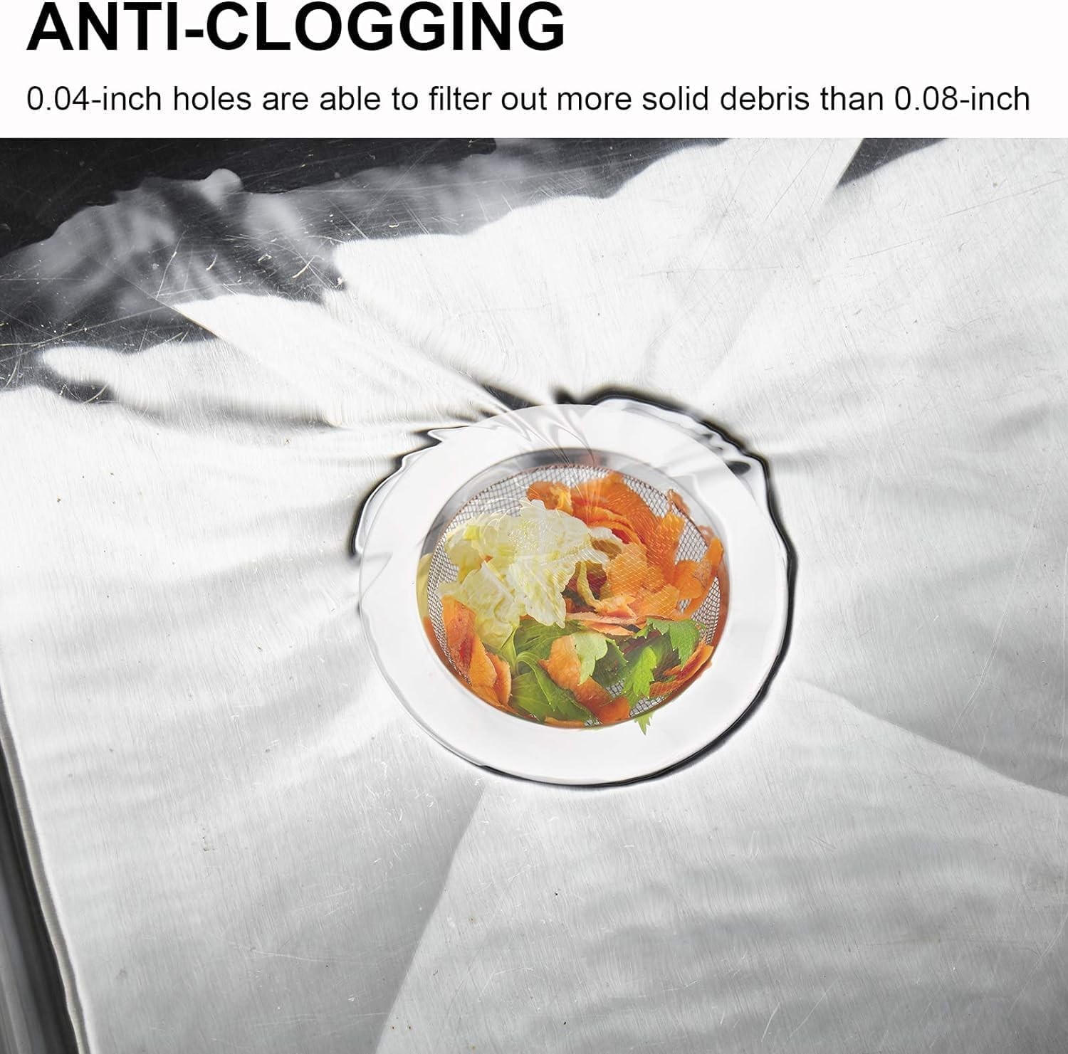 LASSHSWA 2 PCS Kitchen Sink Strainer Stainless Steel, Silver 