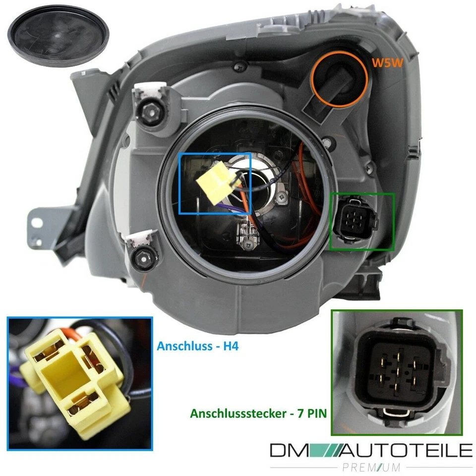 Ford Fiesta JD JH MK6 Scheinwerfer SET L+R H4 Facelift Klarglas Dunkelgrau 01-08 - Bild 4 von 4