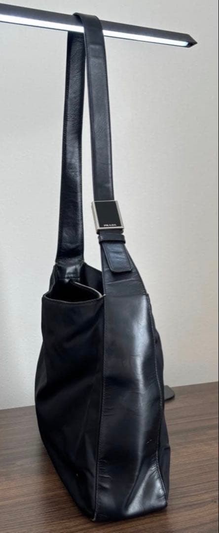 Prada Archive Nylon Shoulder Bag Black Leather Trim Y2K Prada Archive Nylon Shoulder Bag Black Leather Trim Y2K