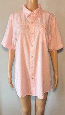 IZOD Men's Shirt Size L Saltwater Pink Striped Button Down Short Sleeve Cotton