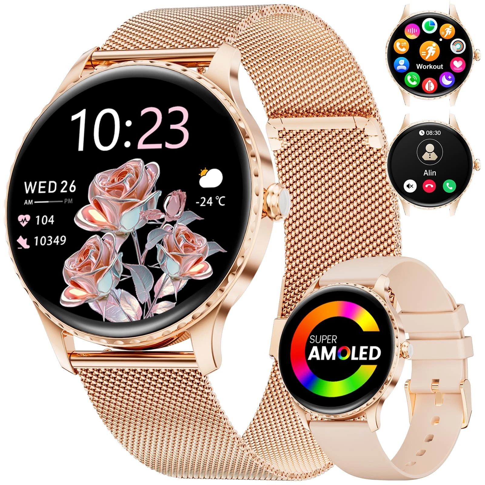for (Answer/Make Calls),1.32" AMOLED Display Fitness Tracker with121 Sports M...