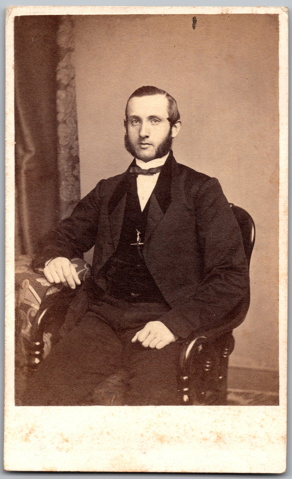 Antique CDV Circa 1860s Broadbent & Co. Handsome Man In Suit Philadelphia
