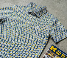 The Michigan M by Rhoback - White Wolverines Print - Moisture-Wicking UV M-3XL